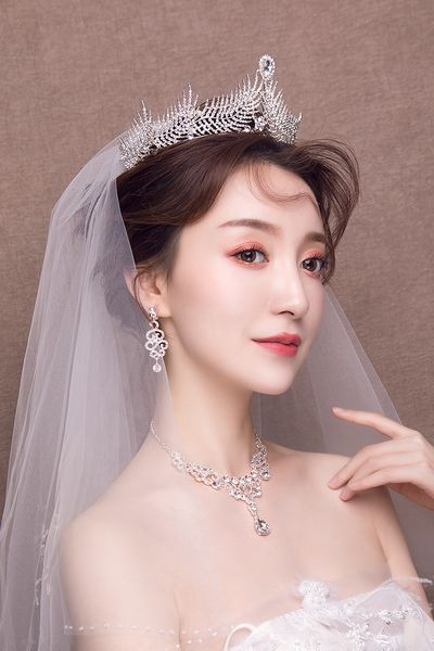

bridal headdress new crown super fairy hair set wedding toast dress korean simple accessories, Silver