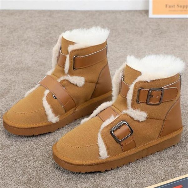

snow boots women 2020 winter new buckle padded short boots non-slip warmth motorcycle women's shoes platform, Black
