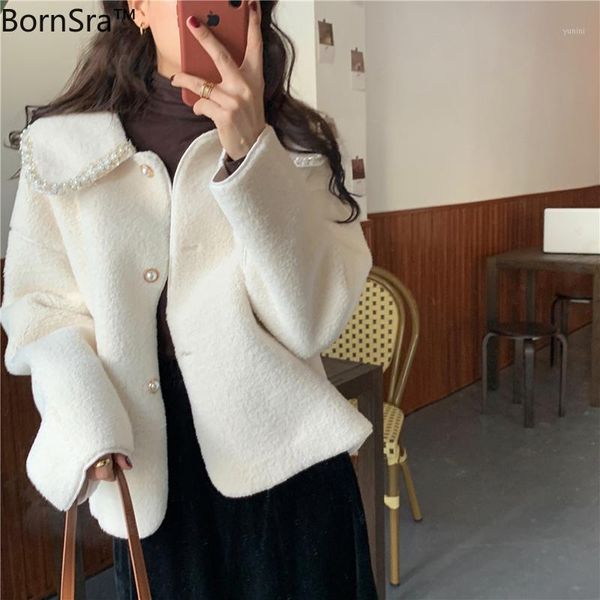 

bornsra casual waterproof mink feminine women jacket outerwear loose 2020 new elegant street solid winter warm coat jackets1, Black;brown