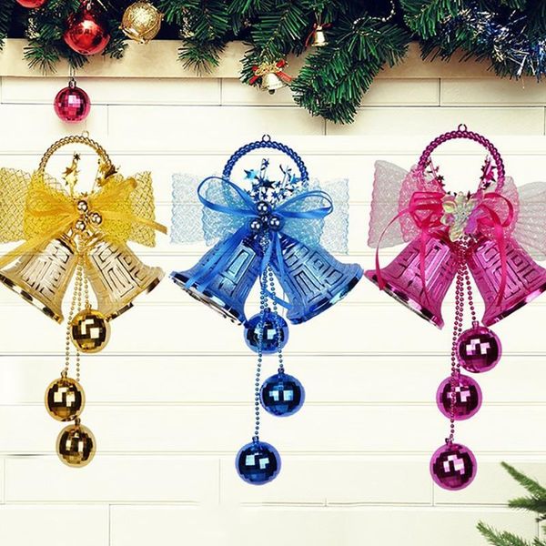 

christmas decorations hanging bell bowknot flower design jingle xmas tree ornaments festival plastic pendant home party