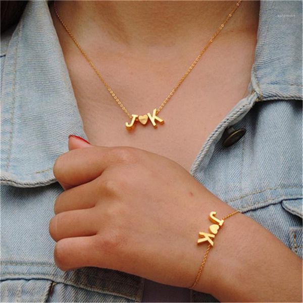 

10pcs_fashion tiny dainty heart initial bracelet initial bracelet letter name jewelry girlfriend gift1, Black