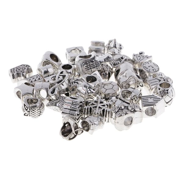 

40x antique tibet silver spacer loose bead jewelry making finding large hole