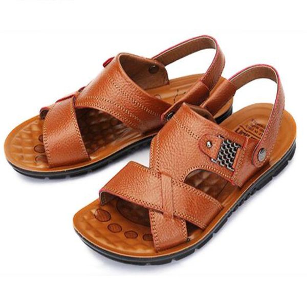 

men's sandals slippers comfortable and with little casual weight to slip-off wear male shoes 1543, Black