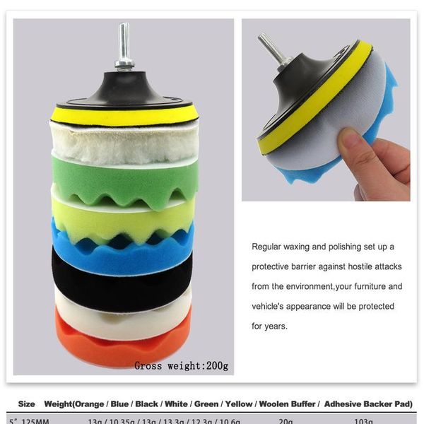 

9pcs buffing sponge pad set 3/5/6/7 inch car polishing pad kit buffing waxing with m14 drill adaptor for car cleani bbybyu