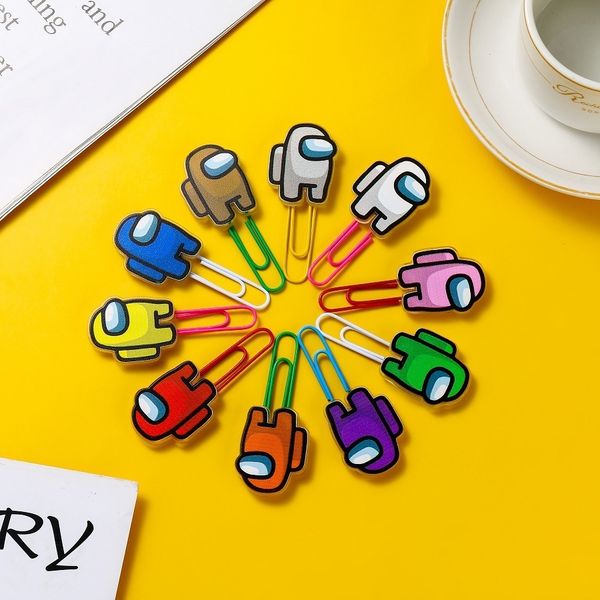 

game among us paper clips creative cartoon anime metal paper clips bookmark memo planner clips school office stationery supplies cz11501, Blue