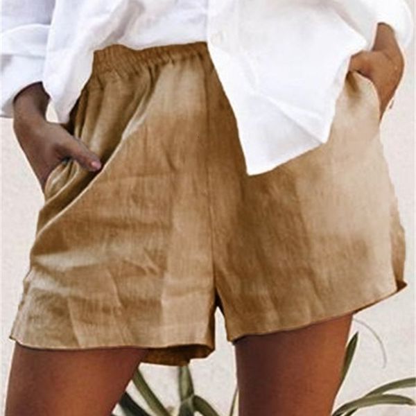 

2019 women's cotton linen shorts, White;black