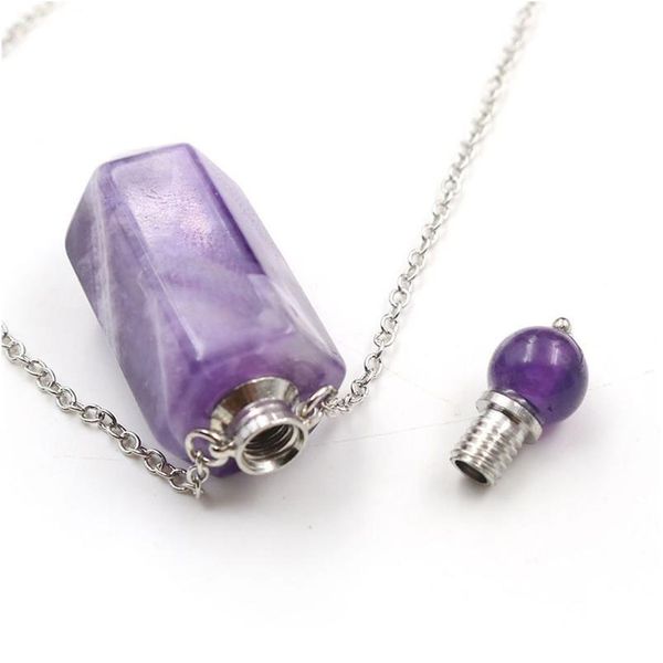 

natural crystal hexagonal perfume bottle pendant necklace fluorite pendant essential oil jar chain necklace natural jllfxu, Black