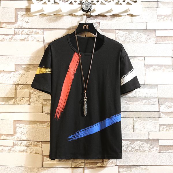 

2021 new short sleeve male shirt black summer print tshirt t hip hop punk rock fashion clothes oversize the neck mbb0, White;black
