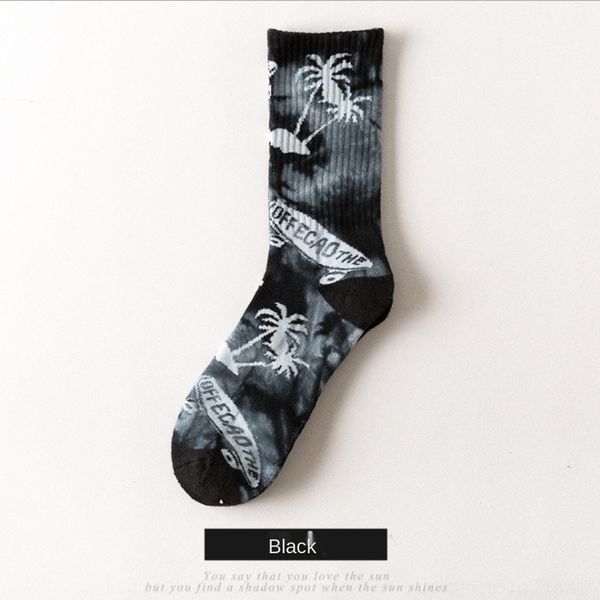 

6ij8f korean towel basketball men's towel socks skateboard thickening personality men's tie dyed maple leaf bottom basketball sock, Black