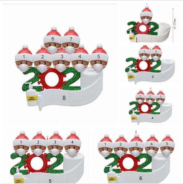 

2020 quarantine christmas pendant resin dark skin family of 1-7 xmas tree hanging ornament social distancing party decoration ljjp549