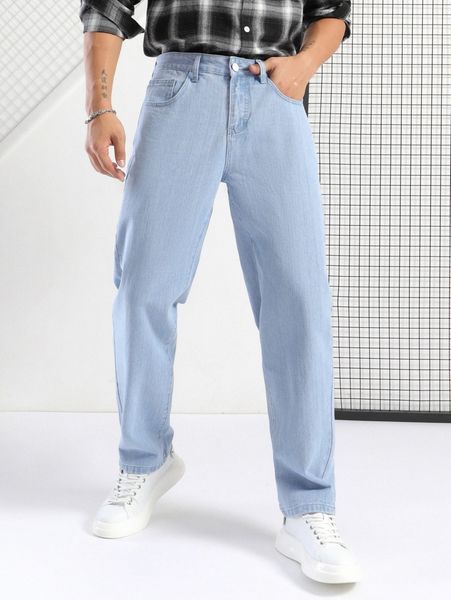 

men slant pocket patch detail jeans m0r0#, Blue