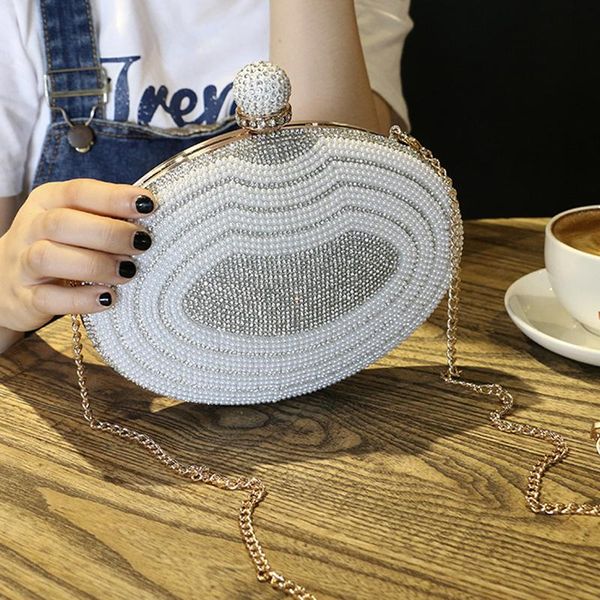 

evening bags lykanefu luxury beading pearl women metallic frame day clutches chain shoulder hand for party wedding bag