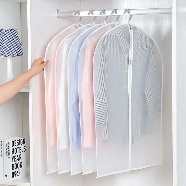 

storage bags 3pcstransparent clothes dust cover hanging bag garment suit coat organizer clothing closet oganizer