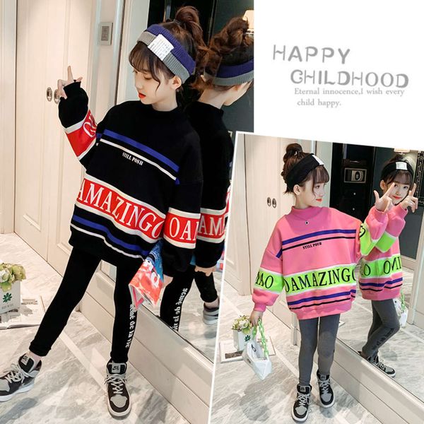 

2020 girls' new sweater winter drs children's plush and thickened warm et puffsult, Black