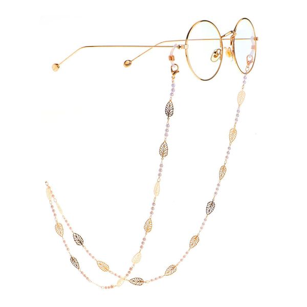 

color glasses chain fashion women chic hollow leaves sunglasses strap handmade pearl bead glasses holder landyard h jllkej
