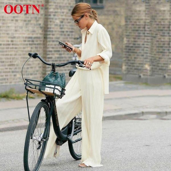 

women's blouses & shirts ootn pleated office work ladies long sleeve spring summer female khaki elegant loose women blouse 20211, White