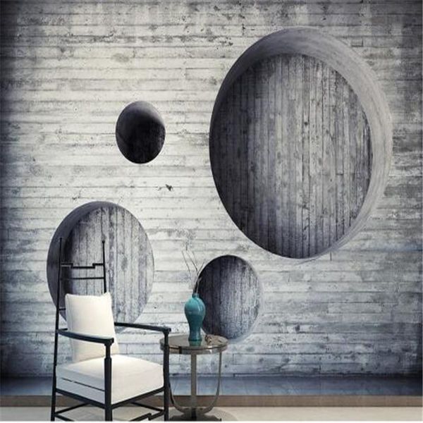 

wallpapers gray 3d wall paper for walls creative diy hole non-woven stylish wooden mural living room decorative