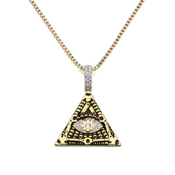 

european and american mechanical style pyramid gold-plated zircon pendant religious pendant decorations, Silver