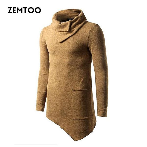 

brand mens pullover sweaters casual slim fit long sweaters pull homme men heap collar irregular cashmere wool ze0344, White;black