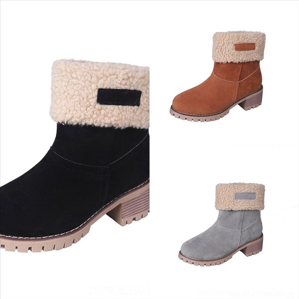 

qki new boot quality fashion women snow boots genuine cow leather winter boots fur women warm boy boot, Black