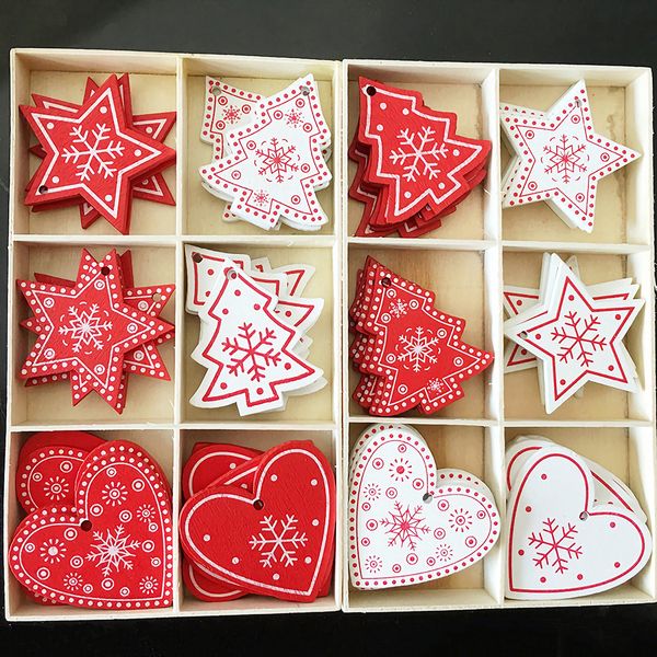 

10pcs 5cm wooden christmas ornaments kids toys chirstmas tree hanging pendants xmas decoration for home party new year noel