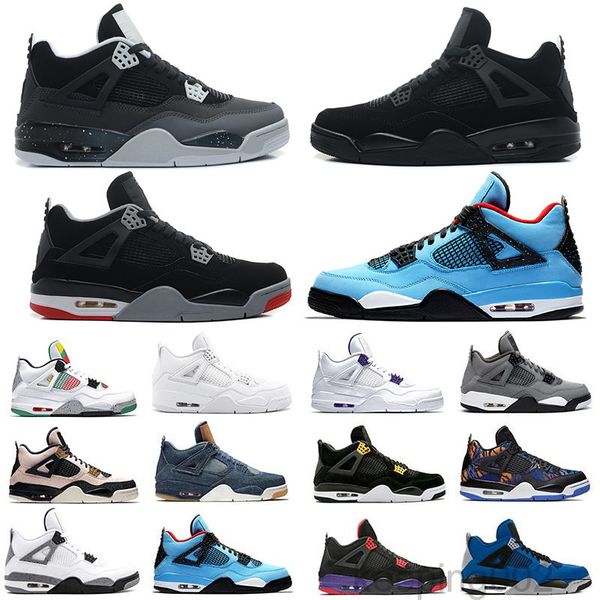 

2021 mens basketballs shoes 4s fire red 4 black cat bred white cement royalty metallic red purple silt red men women athletic bnb3