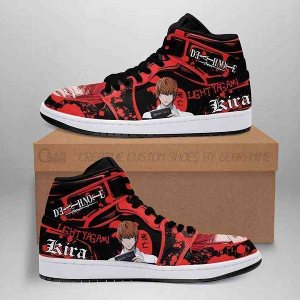 

light yagami sneakers red custom death note anime sho fan, Black