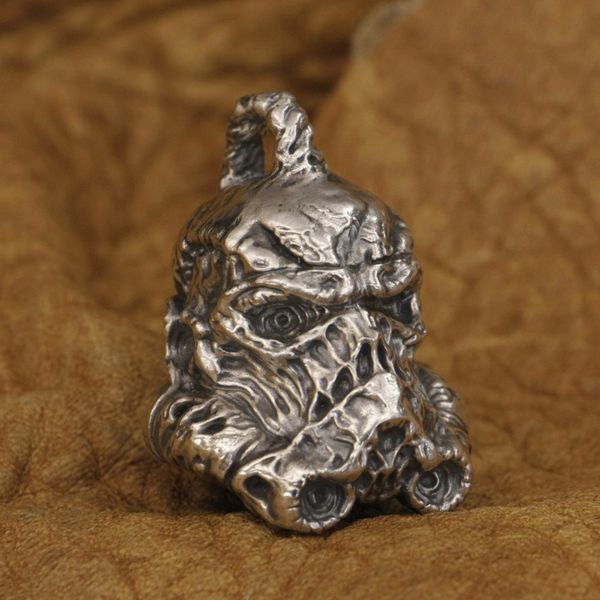 

linsion 925 sterling silver skull white warrior pendant mens punk pendant ta315
