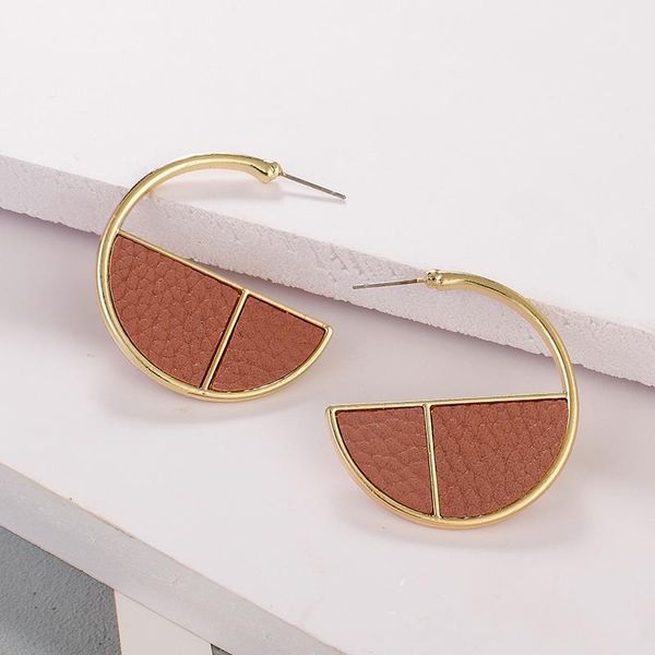 

aensoa vinatge round leather c shape earrings trendy hook leather pendants statement dangle earrings for women unique, Silver