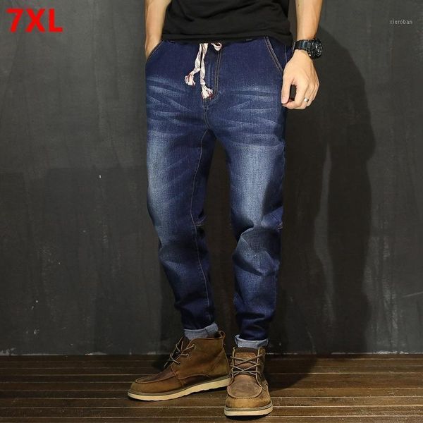 

big size jeans men loose large size japanese feet harem pants 2021 autumn new trend men's stretch long pants plus1, Blue