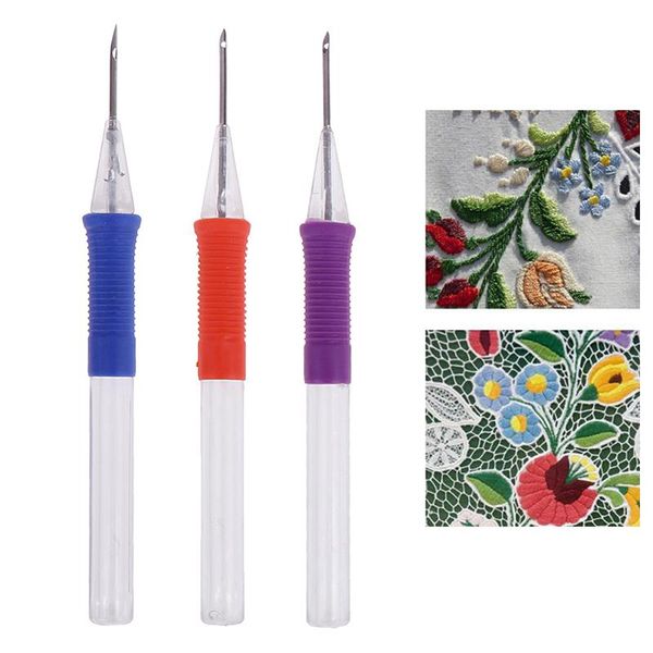 

diy hand embroidery pen cross stitch embroidery needle diy crafts pen set punch needle sewing accessories, Black