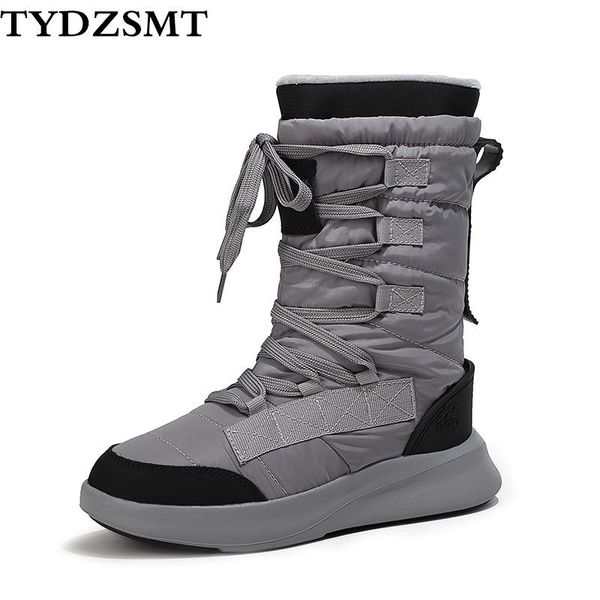 

tydzsmt combat boots for women quality platform boots mid-calf winter women round toe motorcycle zapatos para mujer, Black