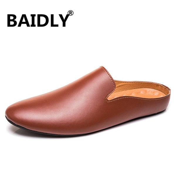 

fashion casual men shoes brand genuine leather male shoes vintage style leather loafers slip on driving men flats, Black