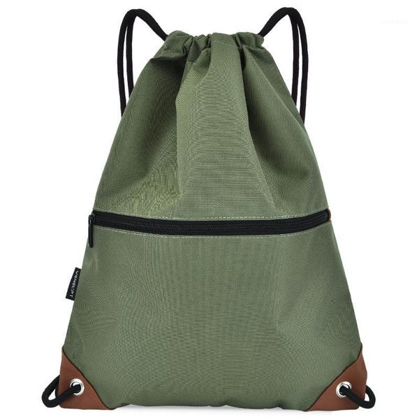 

outdoor bags gym sack drawstring backpack water-resistant bucket bag with zipper pockets light sport bag1