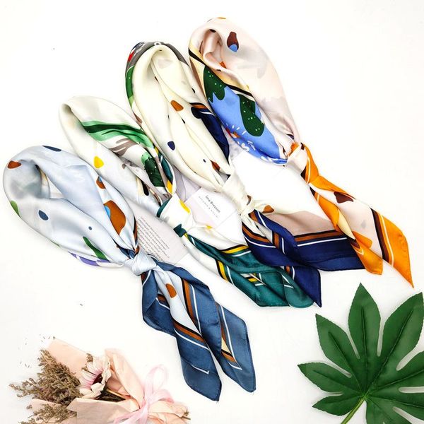 

scarves women silk scarf square lady's neck hair design printed head kerchief fashion girl scarfs, Blue;gray