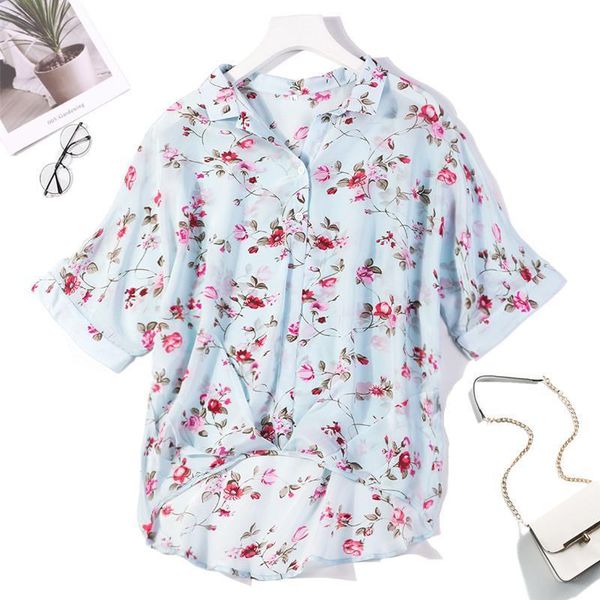 

женская 100% pure silk top shirt блуза сыпучие вскользь кнопка с коротким рукавом размер  l jn050-1, White