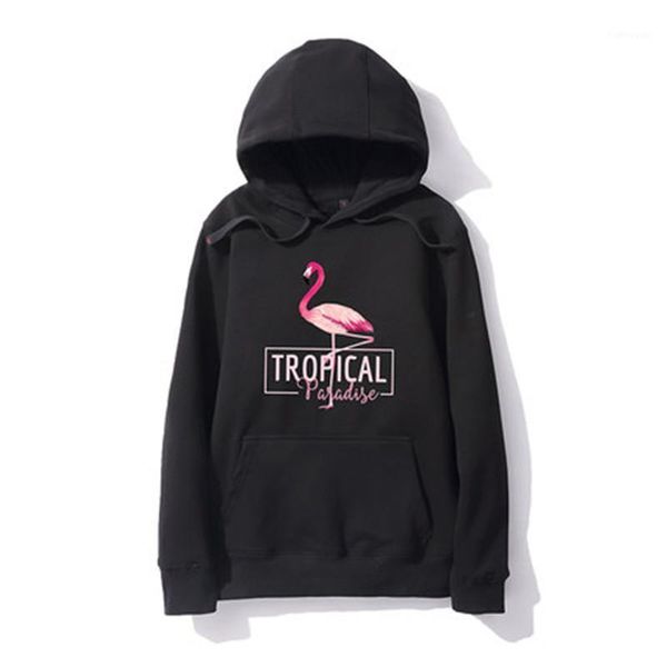 

hoodie women winter student plush hoody long sleeve female cute warm coat print flamingo 2020 winter fashion clothes1, Black