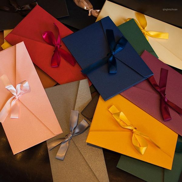 

10pcs/lot vintage ribbon pearl paper envelopes 12 colors kraft envelope for wedding invitation envelope gift1