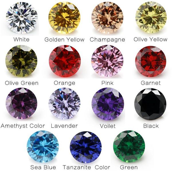 

1pcs per colors total 15pcs size 4mm ~ 10mm round shape loose cubic zirconia stone piedra de circonia para joyerÃ­a1