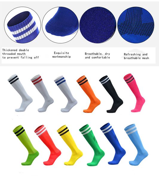 

professional soccer socks football club breathable knee high training long stocking sports sock for boys girls, Black