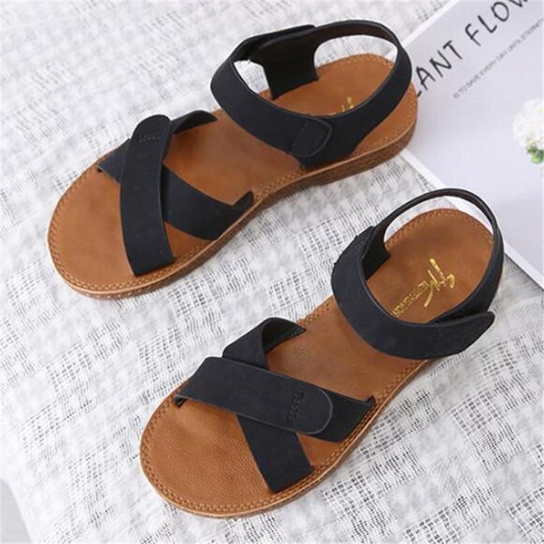 

women's sandals flat bottom 2021 summer new women's shoes roman shoes beach soft bottom fashion casual women slippers, Black