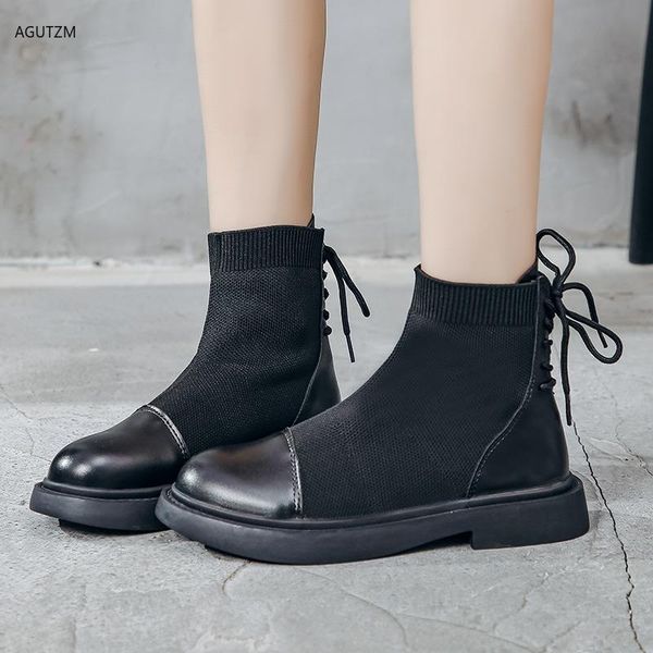 

мартин сапоги 2020 осень новый стиль моды британский дикий ремешок женщин с толстой подошве высокие верхние ботинки шить короткие сапоги, Black