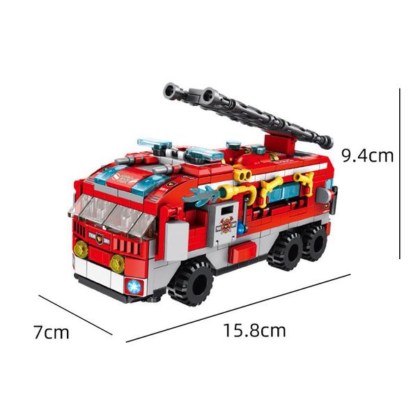 

561pcs 12in1 fire fighting trucks car helicopter boat building blocks compatible city firefighter bricks children toys sqckjk pingtoy