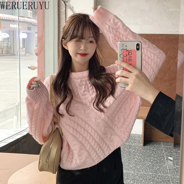

werueruyu women sweater long sleeve korean 2020 new sweet pullover knitwear1, White;black