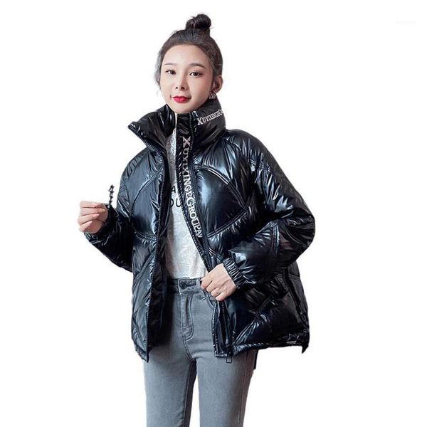 

bright face down padded jacket women short new padded jacket overcast wide costume bread winter jackets female1, Black