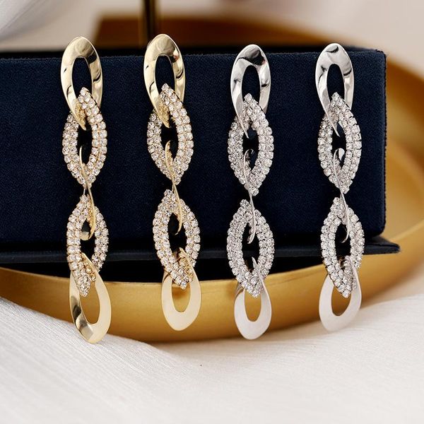 

dangle & chandelier fashion statement glossy simple geometric long tassel earrings for women party temperament drop jewelry, Silver