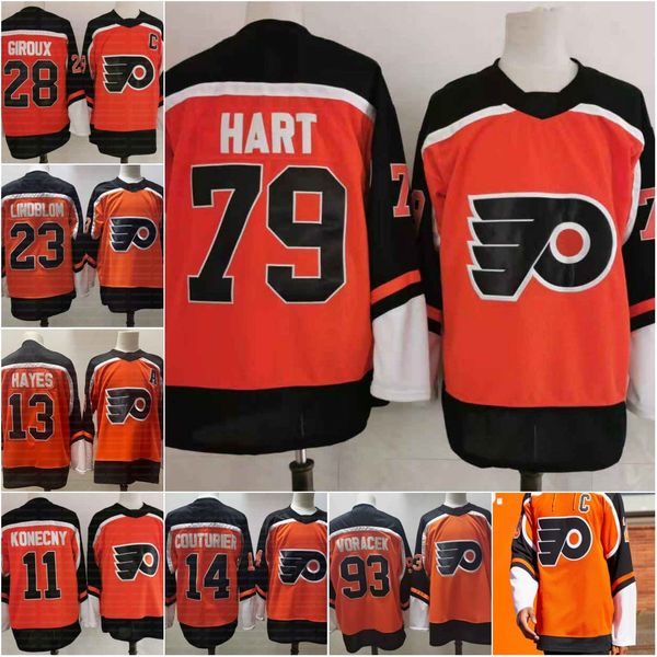 

2021 reverse retro carter hart philadelphia flyers claude giroux shayne gostis travis konecny kevin hayes sean couturier eric lindros jersey, Black