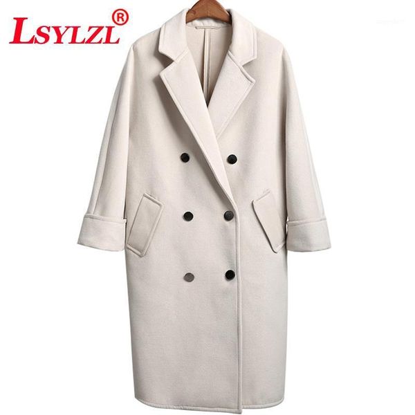 

winter woolen coat women long section korean casual 2020 winter temperament double-sided light warm loose loose coat wild q181, Black