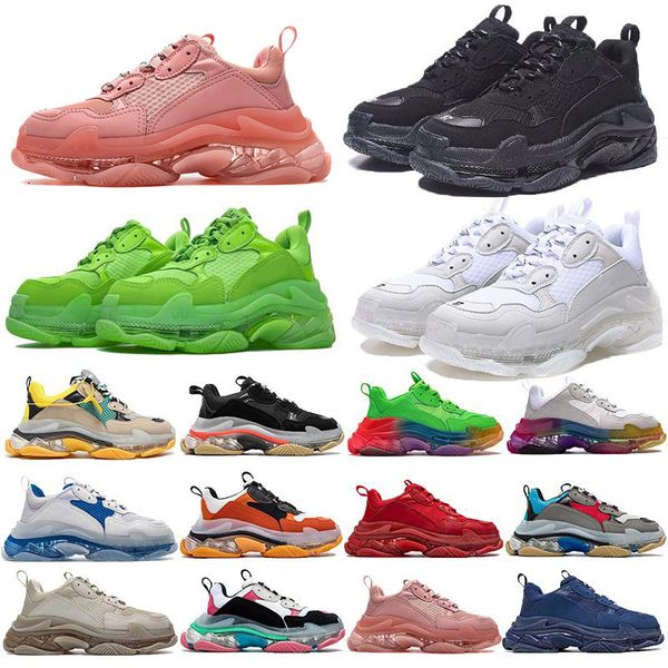 

новая мода triple s хрустальные дна мужские женские повседневные туфли paris 17fw кроссовки старинные папа платформы женщины 2021 новых трен, Black