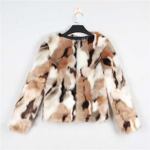 

women's fur & faux real s women's autumn and winter mixed color wool imitation grass coat hair short1, Black